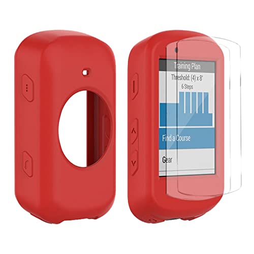 Braleto Silikon Hülle +2 Displayschutz schutzfolie Kompatibel mit Garmin Edge 830,9H Härte Glas Displayschutzfolie GPS Bike Computer Zubehör (Rot) von Braleto
