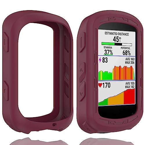 Braleto Silikon Hülle Kompatibel mit Garmin Edge 840,9H Härte Glas Displayschutzfolie GPS Bike Computer Zubehör (Wine red) von Braleto