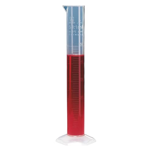 Brand Polypropylen Messzylinder, Hohe Form, Klasse B, Erhabene Graduierung, 500 ml Kapazität, 5 ml Teilung, 360 mm Höhe, 5 Stück von Brand