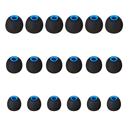 Ohrstöpsel aus weichem Silikon, Ersatzspitzen für In-Ear-Kopfhörer (Innenloch von 3,8 mm – 4,2 mm Kopfhörer), 9 Paar, S/M/L, Schwarz/Blau von Brandless