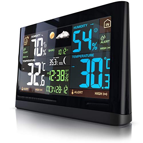 Brandson - Wetterstation Funk mit Außensensor - großes Farbdisplay - Funkuhr DCF Empfangssignal - Innen und Außentemperatur - relativer Luftdruck - Barometer - Temperaturtrend – Lichtsensor - schwarz Brandson - Wetterstation Funk mit Außensensor - großes Farbdisplay - Funkuhr DCF Empfangssignal - Innen und Außentemperatur - relativer Luftdruck - Barometer - Temperaturtrend – Lichtsensor - schwarz von Brandson