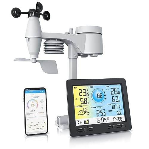 Brandson - Wlan Wetterstation Funk mit 5 in 1 Außensensor – Wetterdaten per App WiFi - Wettervorhersage - Innen und Außentemperatur – Windmesser und Regensensor - Windrichtung - LCD Farbdispay Brandson - Wlan Wetterstation Funk mit 5 in 1 Außensensor – Wetterdaten per App WiFi - Wettervorhersage - Innen und Außentemperatur – Windmesser und Regensensor - Windrichtung - LCD Farbdispay von Brandson