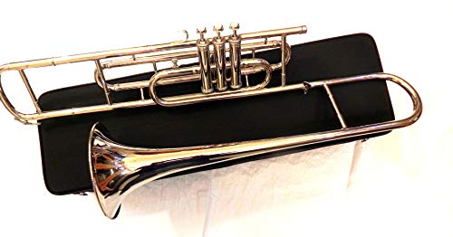 Brass-India Tenorposaune mit 3 Ventilen, silberfarben, für Trompeten, Crossoverspieler, mit Design-Cardigan von Brass-India