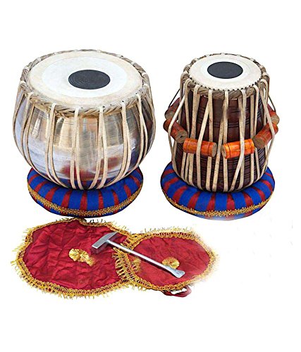 INDIAN MAHARAJA Student Tabla Drum Set, Steel Bayan, Finest Dayan with Book, Hammer, Cushions & Cover von Brass-India