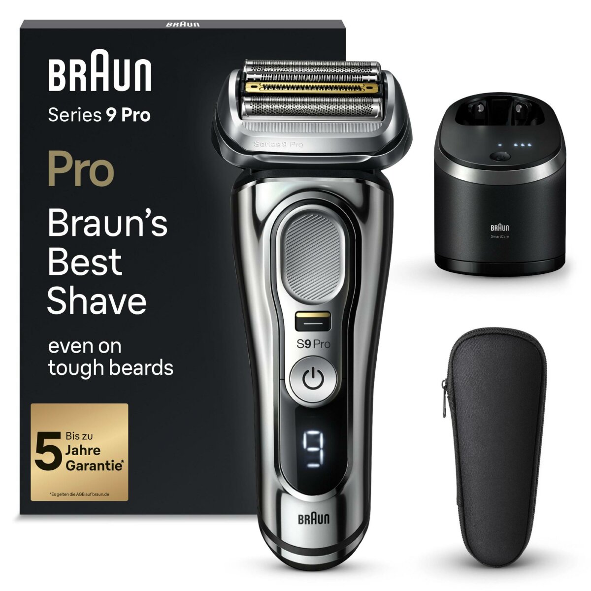 BRAUN Series 9 - 9486cc wet&dry Herrenrasierer (Neuer Pro-Kopf, ProLift Trimmer, Braun Sonic-Technologie, 5-in-1 Reinigungsstation (SmartCare Center), hergestellt in Deutschland, 100% wasserdicht, 1 Reinigungskartusche, Reise-Etui, Reinigungsbürste, Netzt von Braun