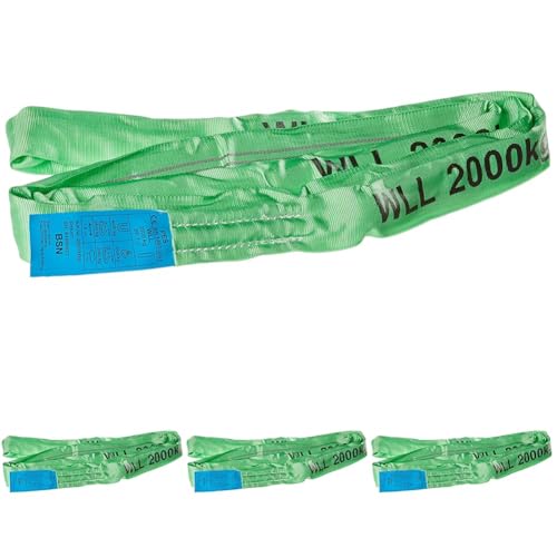 Braun 20031RS Rundschlinge 2000 kg Tragkraft, 3 m Umfang, endlos mit Polyesterkern, grün (Packung mit 4) von Braun