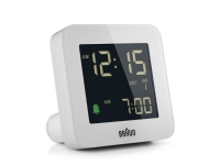 Braun BC09-DCF, Digitaler Wecker, Quadratisch, Weiß, 12/24 h, LCD, Akku von Braun