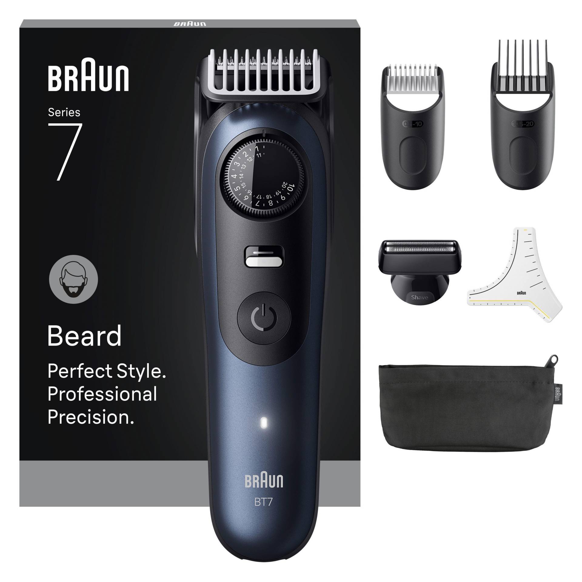 Braun - Beard Trimmer Series 7, +6 Barbering Tools, BT7520 - Black / Deep Blue Braun - Beard Trimmer Series 7, +6 Barbering Tools, BT7520 - Black / Deep Blue von Braun