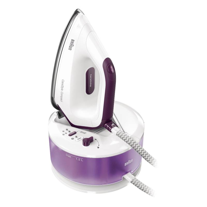 Braun CareStyle Compact IS 2144 Violet / Wei? Aussteller | Dampfb?gelstation | 2400 Watt | 1.5 Liter Wassertank | Vertikaldampf | 6 bar | EloxalPlus FreeGlide 3D von Braun
