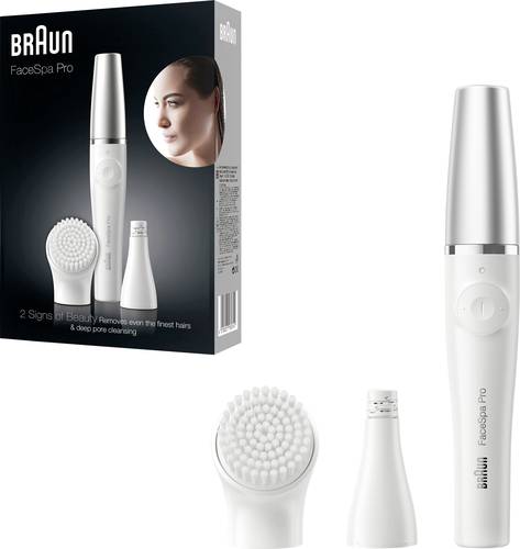 Braun FaceSpa Pro SE910 2-in-1 Beatuy-Gerät zur Gesichts-Epilation Epilierer Weiß, Silber von Braun