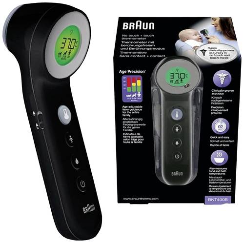 Braun No touch + touch schwarz Fieberthermometer Berührungsloses messen von Braun