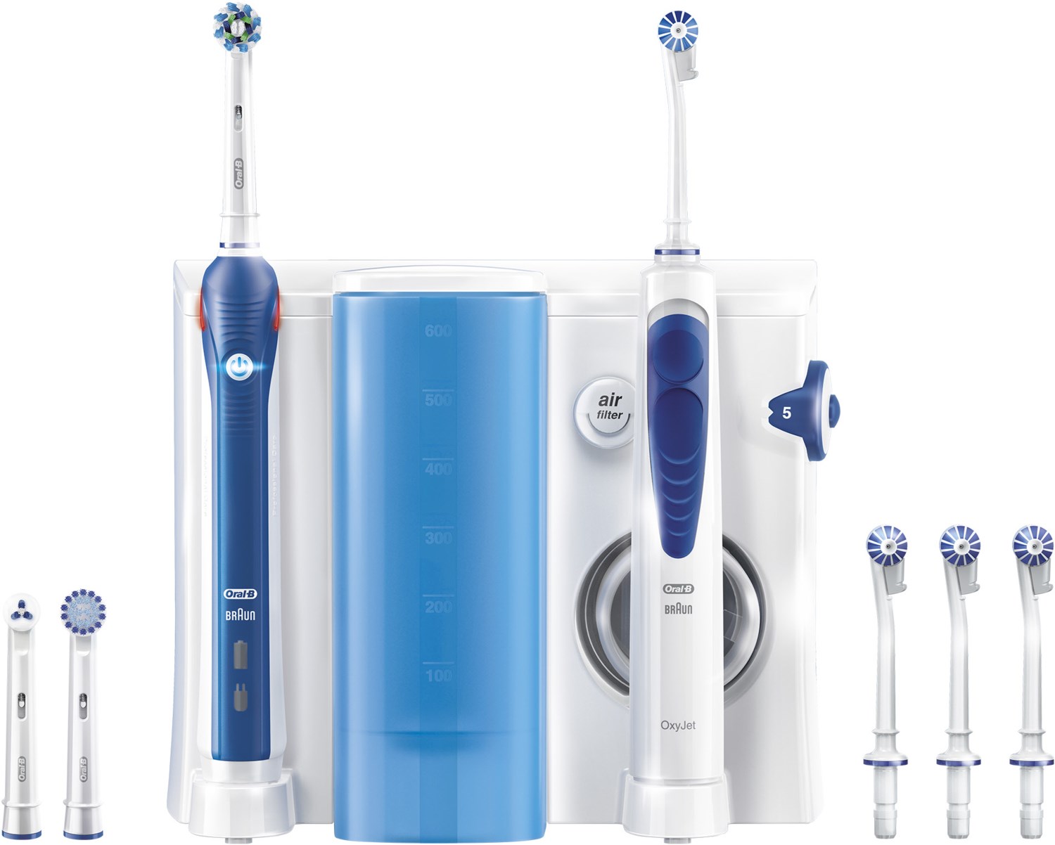 Braun Oral-B Mundpflege-Center Reinigungssystem OxyJet Munddusche / Oral B Pro 2000 Zahnbürste von Braun