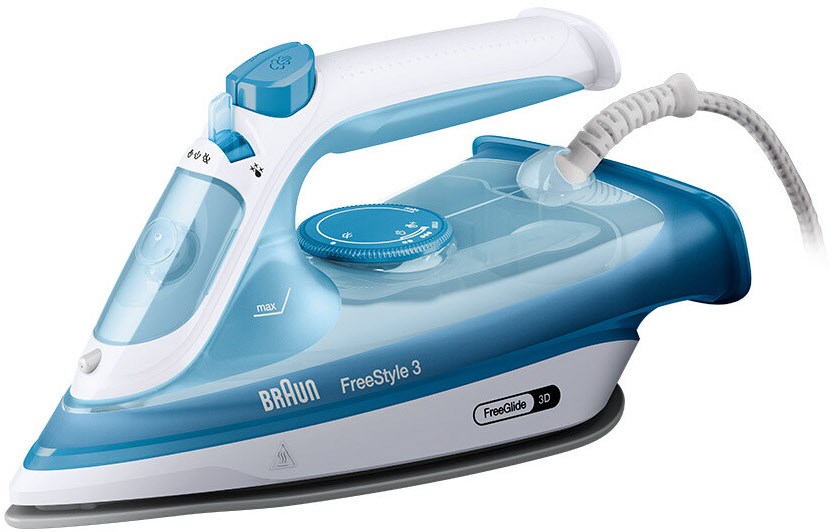 FI 3144 BL FreeStyle 3 Dampfbügeleisen weiß/blau FI 3144 BL FreeStyle 3 Dampfbügeleisen weiß/blau von Braun