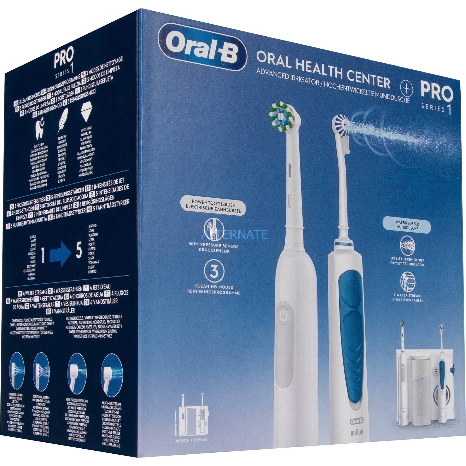 Oral-B Center OxyJet Reinigungssystem - Munddusche + Oral-B Pro 1, Mundpflege von Braun