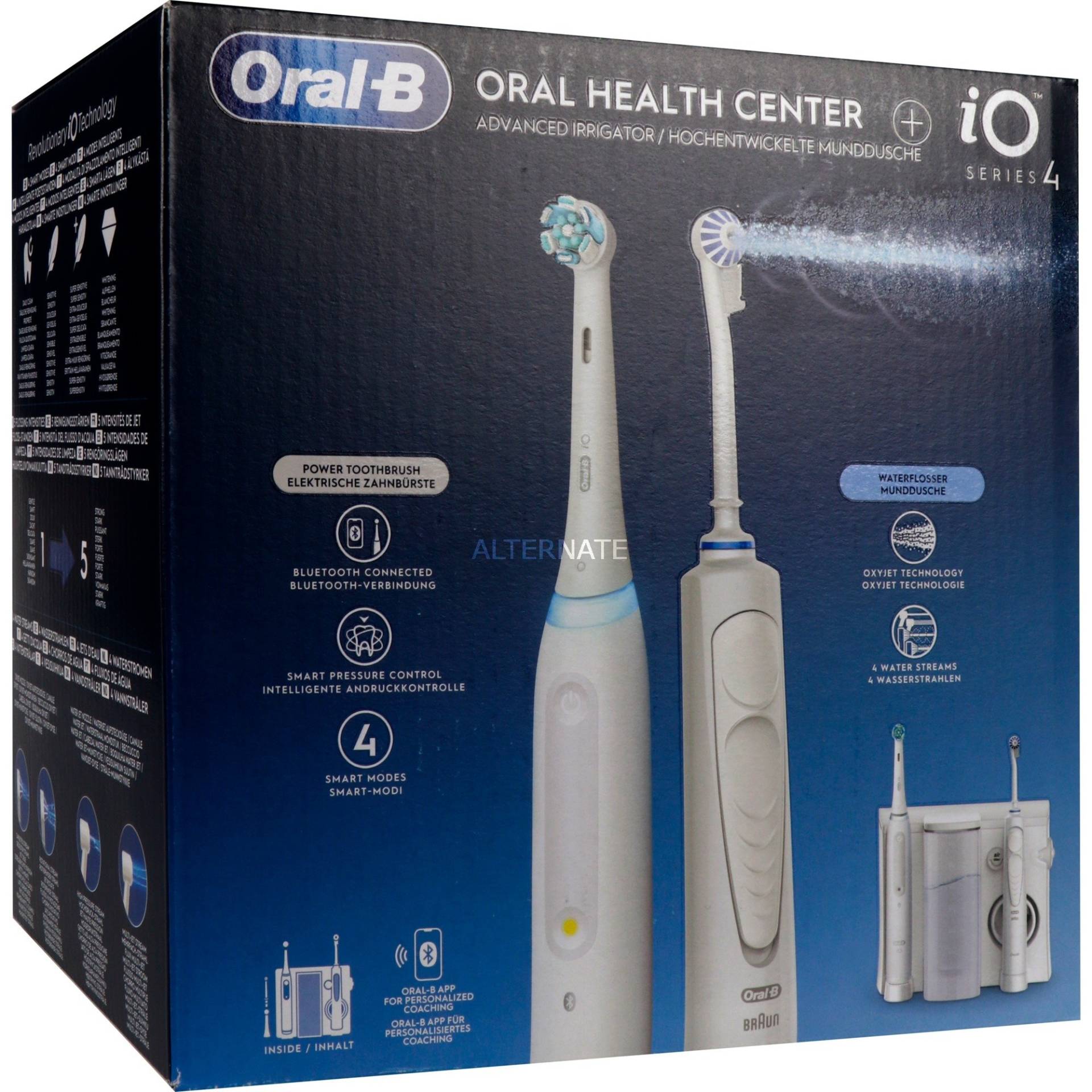 Oral-B Center OxyJet Reinigungssystem - Munddusche + Oral-B iO4, Mundpflege von Braun