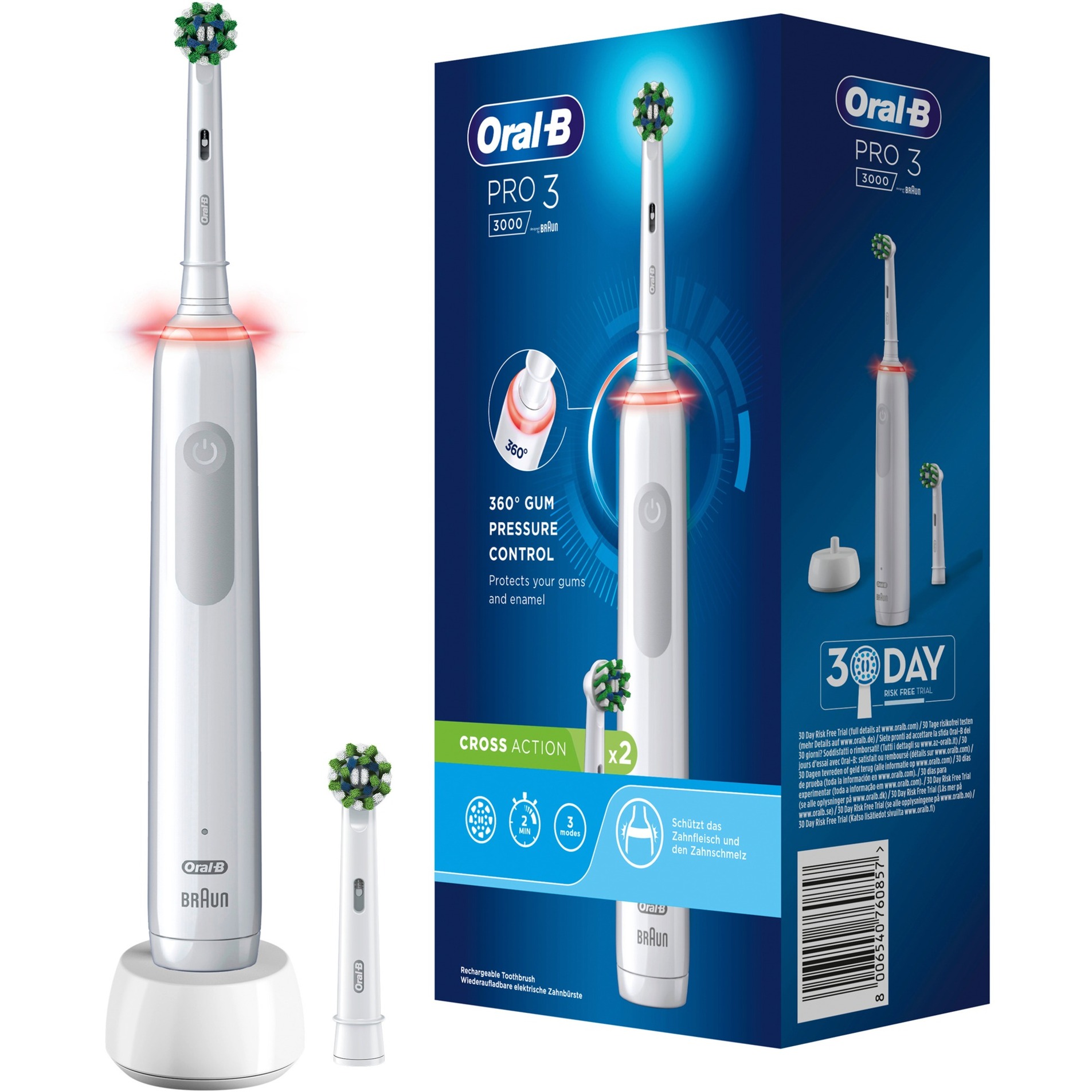 Oral-B Pro 3 3000 CrossAction, Elektrische Zahnbürste von Braun