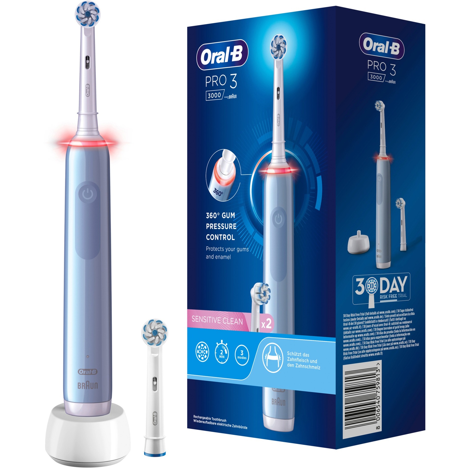 Oral-B Pro 3 3000 Sensitive Clean, Elektrische Zahnbürste von Braun