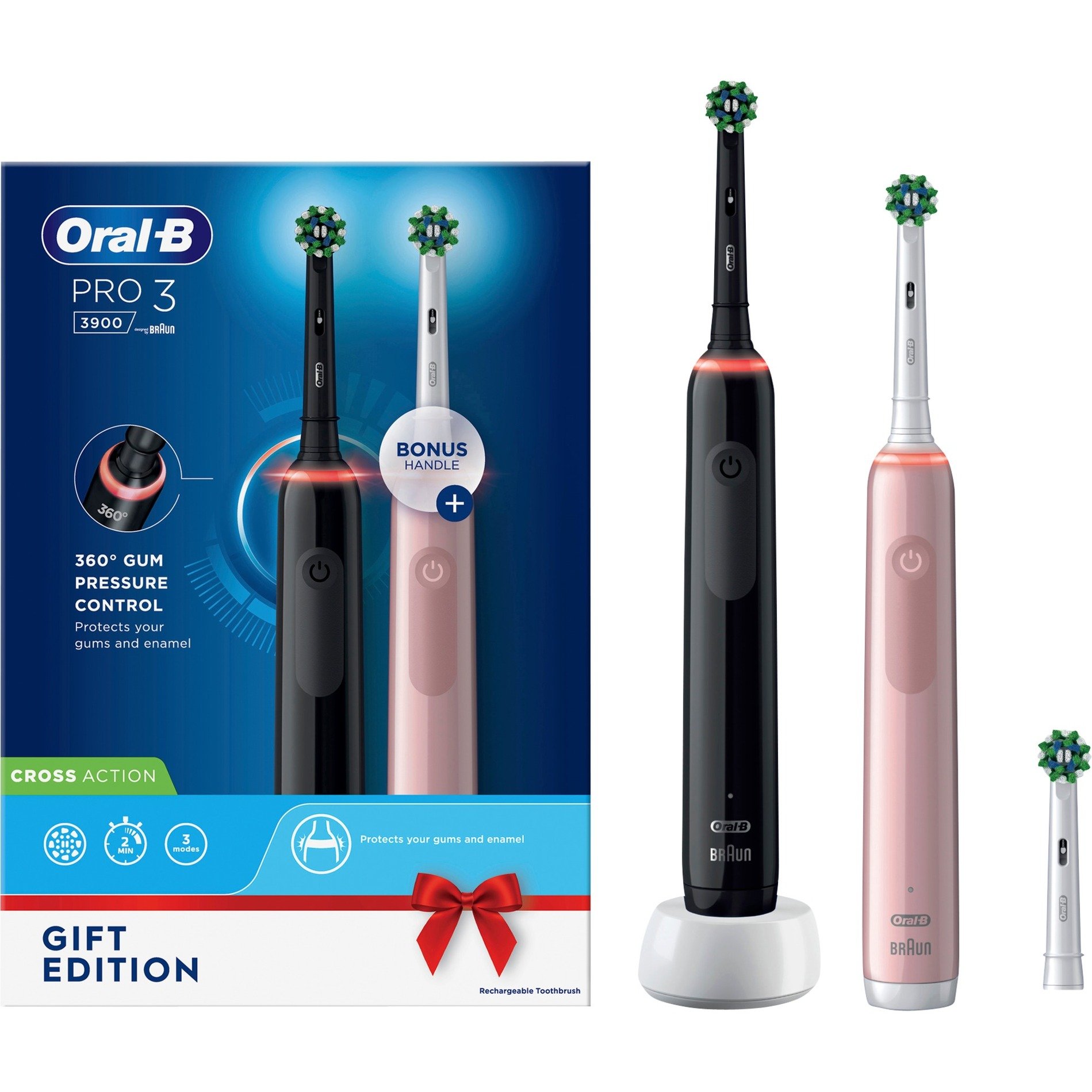 Oral-B Pro 3 3900N Geschenk Edition, Elektrische Zahnbürste von Braun