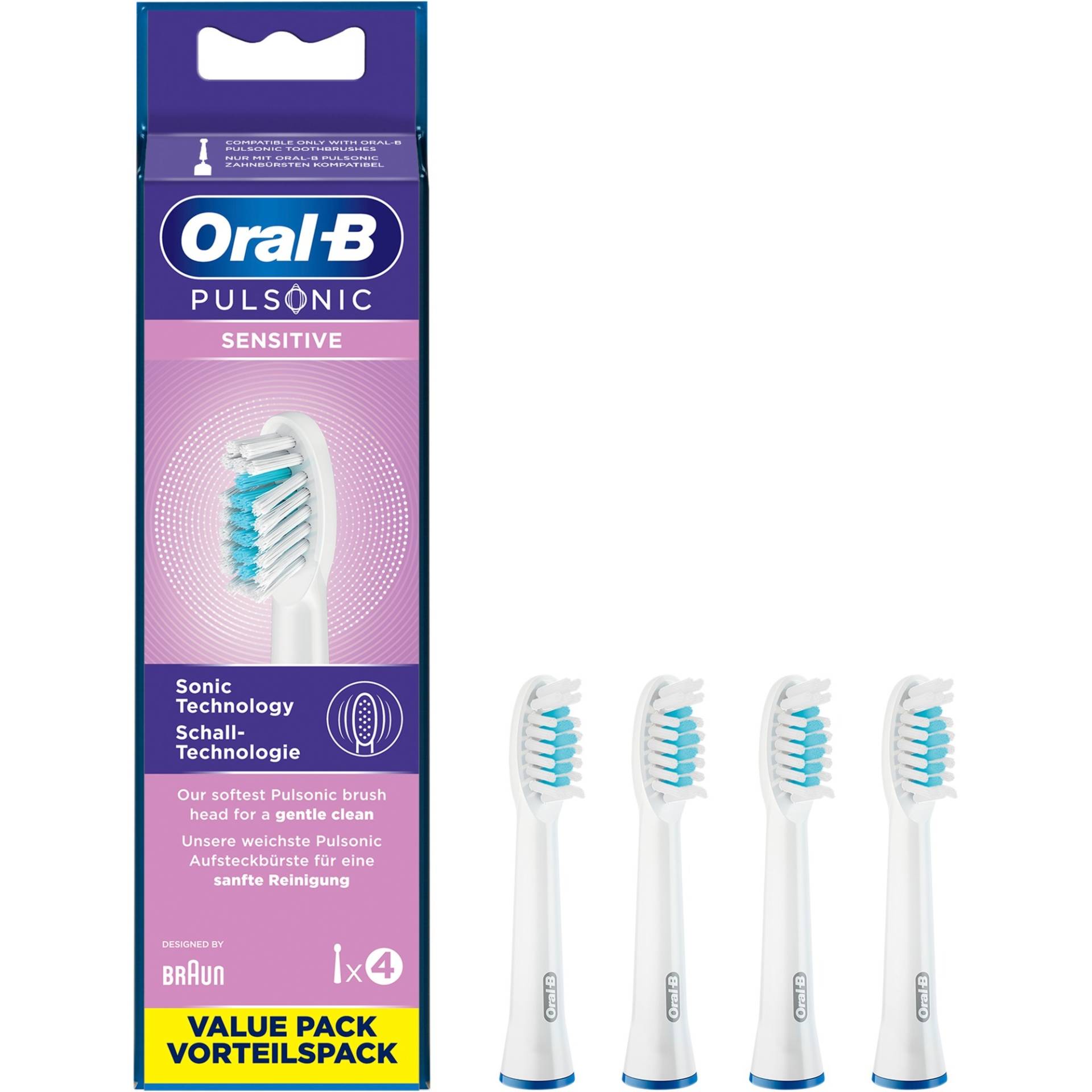 Oral-B Pulsonic Sensitive 4er, Aufsteckbürste von Braun