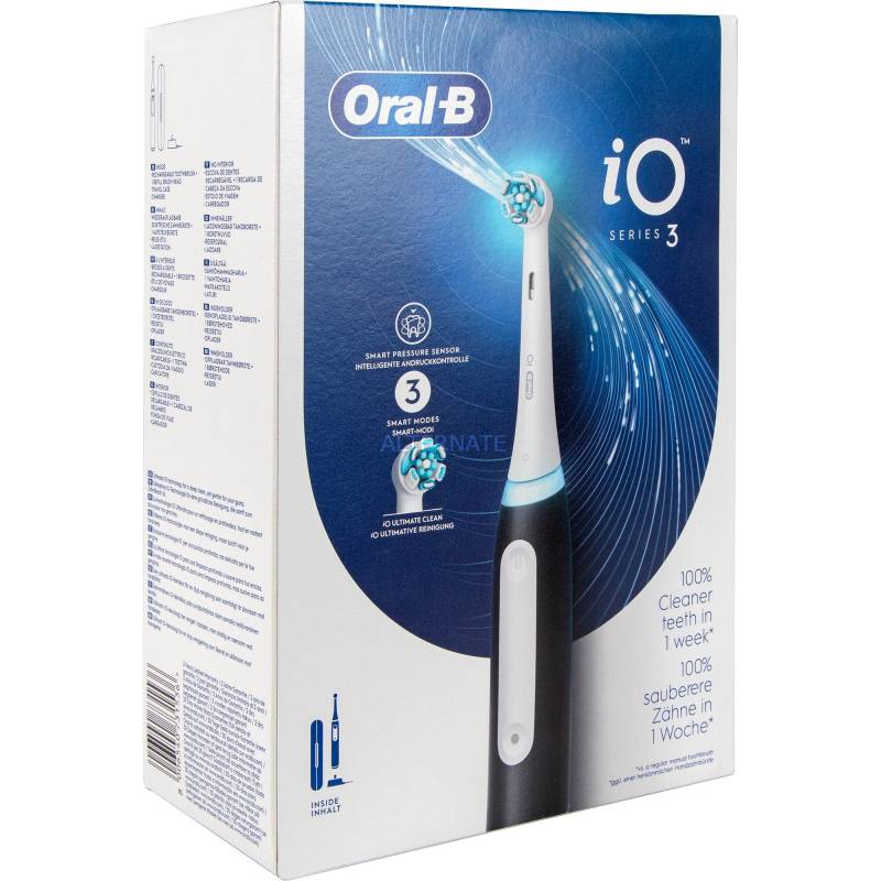 Oral-B iO Series 3 Matt Black mit Reiseetuie, Elektrische Zahnbürste von Braun