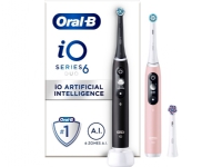 Oral-B iO Series 6 elektrische Zahnbürste, Doppelpack, schwarz/rosa von Braun