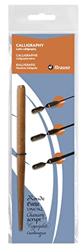 Brause 16005B - Set Kalligraphie mit 1x Federhalter aus Holz und 3x Bandzug federn: 1/2/3mm, 1 Set Brause 16005B - Set Kalligraphie mit 1x Federhalter aus Holz und 3x Bandzug federn: 1/2/3mm, 1 Set von Brause