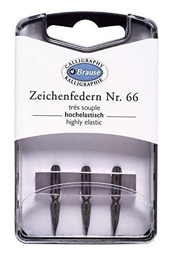 Brause 300066B - Packung mit 3 Zeichnenfedern, extra fein und hochelastisch, ideal für englische Schrift, 1 Pack von Brause