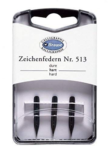 Brause 300513B - Packung mit 3 Zeichnenfedern, mit feiner Spitze, ideal für Kalligraphie, 1 Pack Brause 300513B - Packung mit 3 Zeichnenfedern, mit feiner Spitze, ideal für Kalligraphie, 1 Pack von Brause