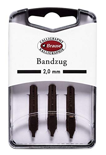 Brause 318020B Packung mit 3 Bandzugfeder, 2 mm, ideal für gotische Buchstaben, ideal für die Kalligraphie, 1 Pack von Brause