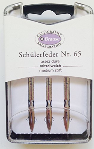 Brause Kalligraphie Schreibfedern – Schülerfeder Nr. 65–3 Stück Kalligraphie Schreibfedern – Medium Soft – für das Schreiben, Zeichnen & die Kalligraphie. (300065B). von Brause