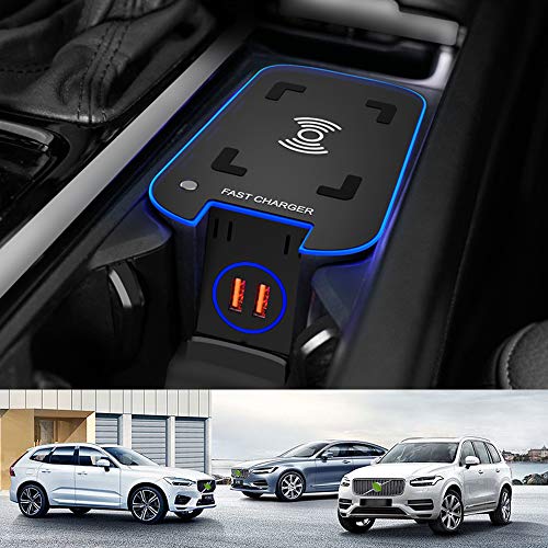 Kabelloses Ladegerät Auto für Volvo XC90 XC60 S90 V90 V60 S60 2021 2020 2019 Center Console-Zubehörfeld, 15W QC3.0 Schnell-Ladegerät mit 2 18W USB-Anschlüssen für iPhone Galaxy Huawei Kabelloses Ladegerät Auto für Volvo XC90 XC60 S90 V90 V60 S60 2021 2020 2019 Center Console-Zubehörfeld, 15W QC3.0 Schnell-Ladegerät mit 2 18W USB-Anschlüssen für iPhone Galaxy Huawei von BraveKing