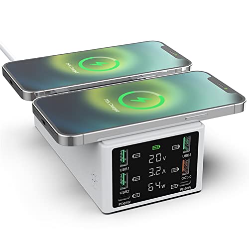 BraveKing 150W 6-Anschlüssen USB-Ladegerät, USB Ladestation mit PD-Schnellladegerät mit QC 3.0 USB-Anschluss, Dual Kabelloses Ladegerät, LCD-Display, USB-C-Lade-Desktop-Hub für iPhone iPad Samsung BraveKing 150W 6-Anschlüssen USB-Ladegerät, USB Ladestation mit PD-Schnellladegerät mit QC 3.0 USB-Anschluss, Dual Kabelloses Ladegerät, LCD-Display, USB-C-Lade-Desktop-Hub für iPhone iPad Samsung von BraveKing
