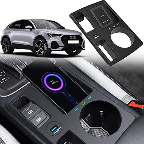 Braveking1 Kabelloses Ladegerät Auto Kompatibel mit Audi Q3 2019-2022/Q3 Sportback 2020-2022, 15W Qi Schnellladendes Handy-Ladegerät für Audi Q3 Center Console-Zubehörfeld, Geschenk für Audi-Besitzer von Braveking1