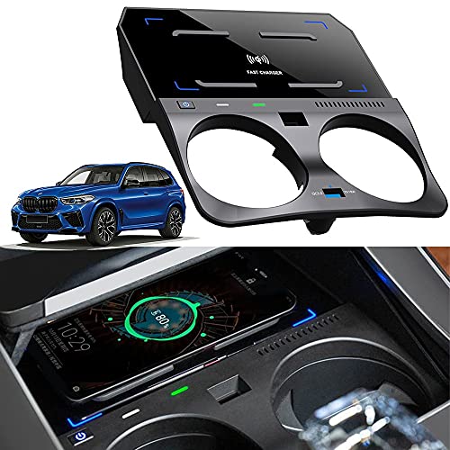 Braveking1 Kabelloses Ladegerät Auto Kompatibel mit BMW X5 X6 X5M X6M 2019 2020 2021 Center Console-Zubehörfeld, 15W Wireless Schnell-ladegerät für BMW G05/G06/F85/F86 Accessories for iPhone Samsung von Braveking1