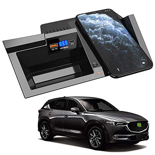 BraveKing Kabelloses-Ladegerät Auto für Mazda CX5 2017 2018 2019 2020 Center Console-Zubehörfeld, 15W Schnell ladegerät mit QC3.0 USB Port und 18W PD Port für iPhone Samsung Huawei Jedes Qi-Telefon BraveKing Kabelloses-Ladegerät Auto für Mazda CX5 2017 2018 2019 2020 Center Console-Zubehörfeld, 15W Schnell ladegerät mit QC3.0 USB Port und 18W PD Port für iPhone Samsung Huawei Jedes Qi-Telefon von BraveKing