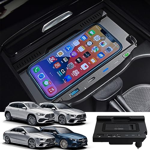 BraveKing Kabelloses Ladegerät Auto für Mercedes-Benz A-Class B-Class GLA GLB CLA AMG 2020-2023 W177/X247/H247/W247 Zubehör Schnellladendes Handy-Ladegerät mit QC3.0-USB-Anschluss für iPhone Samsung BraveKing Kabelloses Ladegerät Auto für Mercedes-Benz A-Class B-Class GLA GLB CLA AMG 2020-2023 W177/X247/H247/W247 Zubehör Schnellladendes Handy-Ladegerät mit QC3.0-USB-Anschluss für iPhone Samsung von BraveKing
