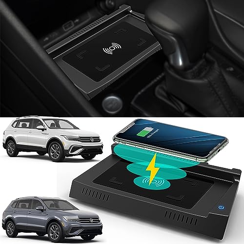 Kabelloses Ladegerät Auto für Volkswagen Tiguan 2023 2022 2021 2020 2019 2018 2017, Wireless Schnellladendes Handy-Ladegerät für VW Tiguan Center Console-Zubehörfeld für iPhone Galaxy von BraveKing