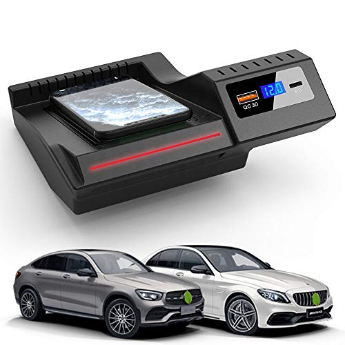 BraveKing Kabelloses Ladegerät Auto für Mercedes-Benz C-Class GLC 2020 2019 2018 2017 2016, 15W Wireless Schnell-ladegerät mit QC3.0 USB Port und 18W PD Port für iPhone Samsung Jedes Qi-Telefon BraveKing Kabelloses Ladegerät Auto für Mercedes-Benz C-Class GLC 2020 2019 2018 2017 2016, 15W Wireless Schnell-ladegerät mit QC3.0 USB Port und 18W PD Port für iPhone Samsung Jedes Qi-Telefon von BraveKing