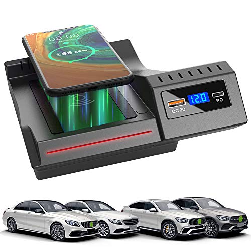 BraveKing Upgrade Kabelloses Ladegerät Auto für Mercedes-Benz C-Class GLC 2021 2020 2019 2018 2017 2016, 15W Wireless Schnell-ladegerät mit QC3.0 USB und 18W PD für iPhone 12/11/X Samsung S20/S10/S9 BraveKing Upgrade Kabelloses Ladegerät Auto für Mercedes-Benz C-Class GLC 2021 2020 2019 2018 2017 2016, 15W Wireless Schnell-ladegerät mit QC3.0 USB und 18W PD für iPhone 12/11/X Samsung S20/S10/S9 von BraveKing