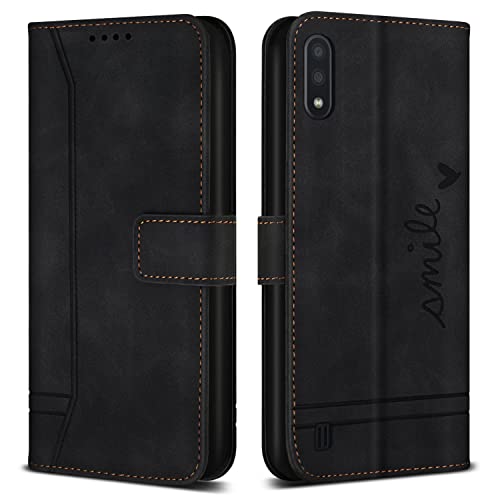 Bravoday Hülle für Galaxy A10 / Galaxy M10, PU Ledertasche Handyhülle Flip Schutzhülle Kompatibel mit Galaxy A10 / Galaxy M10, mit Kartenfäch & Kickstand, Schwarz von Bravoday