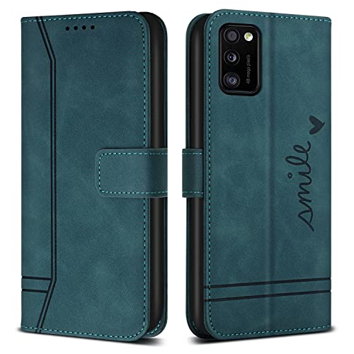 Bravoday Hülle für Galaxy A41, PU Ledertasche Handyhülle Flip Schutzhülle für Galaxy A41, mit Kartenfäch & Kickstand, Grün von Bravoday