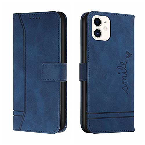 Bravoday Hülle für iPhone 11, PU Ledertasche Handyhülle Flip Schutzhülle Kompatibel mit iPhone 11, mit Kartenfäch & Kickstand, Blau von Bravoday