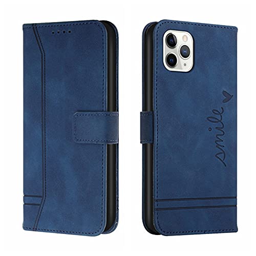 Bravoday Hülle für iPhone 11 Pro, PU Ledertasche Handyhülle Flip Schutzhülle Kompatibel mit iPhone 11 Pro, mit Kartenfäch & Kickstand, Blau von Bravoday