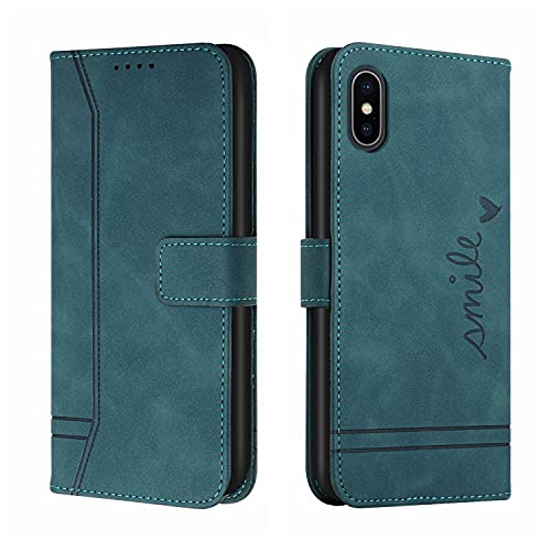 Bravoday Hülle für iPhone XS Max, PU Ledertasche Handyhülle Flip Schutzhülle Kompatibel mit iPhone XS Max, mit Kartenfäch & Kickstand, Grün von Bravoday