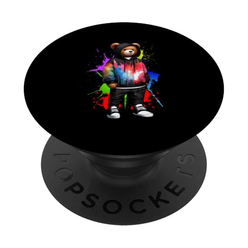 Teddybär, bunt, Hip-Hop-Musikkultur, Rap-Liebhaber PopSockets Klebender PopGrip von Break Dance Hip Hop Dancer Hip Hop Music