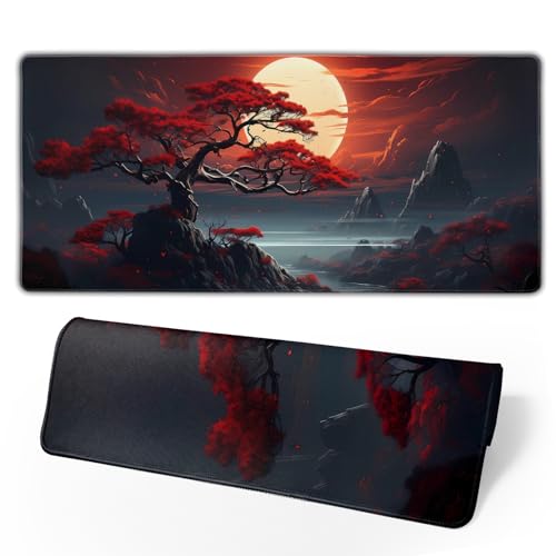 Darkness Red Moon Schreibtischunterlage, japanisches Mauspad, große Kirschblüten-Schreibtischmatte, XL-Anime-Gaming-Tastaturmatte, rutschfeste Gummiunterseite, großer erweiterter Schreibtischschutz Darkness Red Moon Schreibtischunterlage, japanisches Mauspad, große Kirschblüten-Schreibtischmatte, XL-Anime-Gaming-Tastaturmatte, rutschfeste Gummiunterseite, großer erweiterter Schreibtischschutz von Brecoy