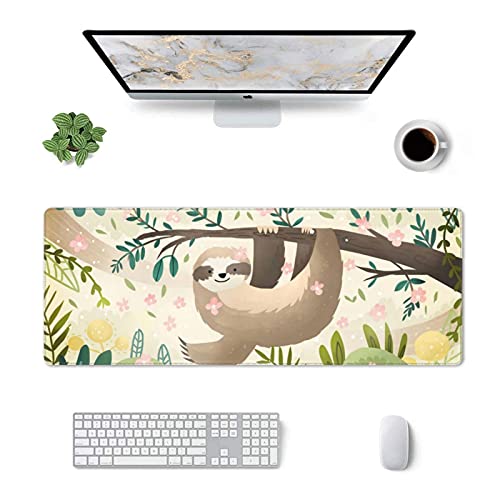 Faultier-Mauspad, größeres erweitertes Gaming-Mauspad, Faultier zum Aufhängen im Baum, rutschfeste Unterseite, Schreibtischunterlage mit genähten Kanten, für Büro und Zuhause, 80 x 20 cm Faultier-Mauspad, größeres erweitertes Gaming-Mauspad, Faultier zum Aufhängen im Baum, rutschfeste Unterseite, Schreibtischunterlage mit genähten Kanten, für Büro und Zuhause, 80 x 20 cm von Brecoy