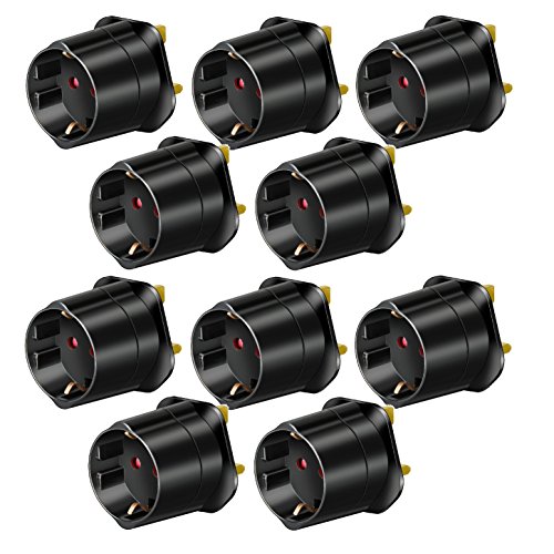 10er Maxi Sparpack Brennenstuhl Reisestecker Adapter, Steckdosenadapter Reise (Für: England Steckdose und Euro Stecker) Farbe: schwarz (10 Stück) von Brennenstuhl