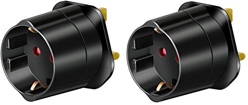 2X Brennenstuhl Reisestecker/Reiseadapter (Reise-Steckdosenadapter für: Britisches Stecksystem und Schutzkontakt-Stecker) schwarz von Brennenstuhl