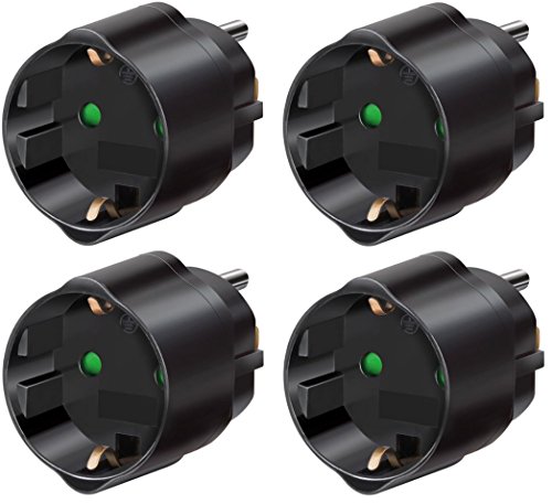 4er Set: Brennenstuhl Schutzkontakt Reiseadapter - USA/J (15A, 250V) (4er Set, Schwarz USA) von Brennenstuhl